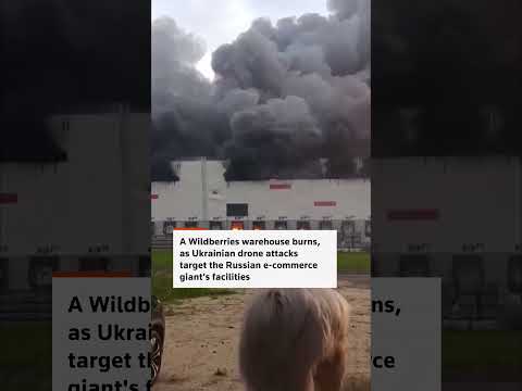 Video Thumbnail: Wildberries storage center ablaze after reported Ukraine attack