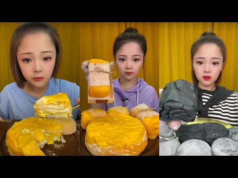 Asmr chinese eating mukbang show/ custard dessert crepe cake #asmr #mukbang #asmr #food #cake