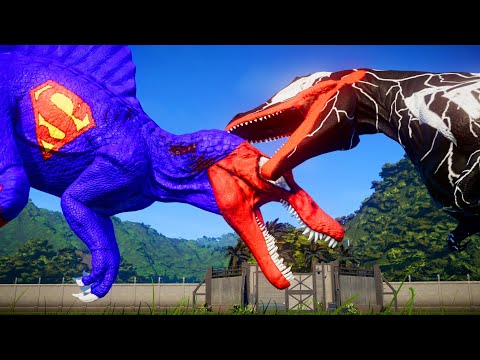 🔥 Superman Spinosaurus vs VENOM, Superman Godzilla & Joker I-REX | Reverse Flash Megalodon Clash! 🌍🦖