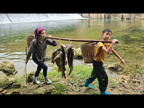 FULL VIDEO 30 days daily life of highland boy and beautiful girl catching fish, fishing for sale