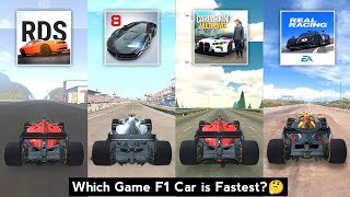 F1 Car Top Speed in Real Driving School, Asphalt 8, Car Parking Multiplayer & Real Racing 3