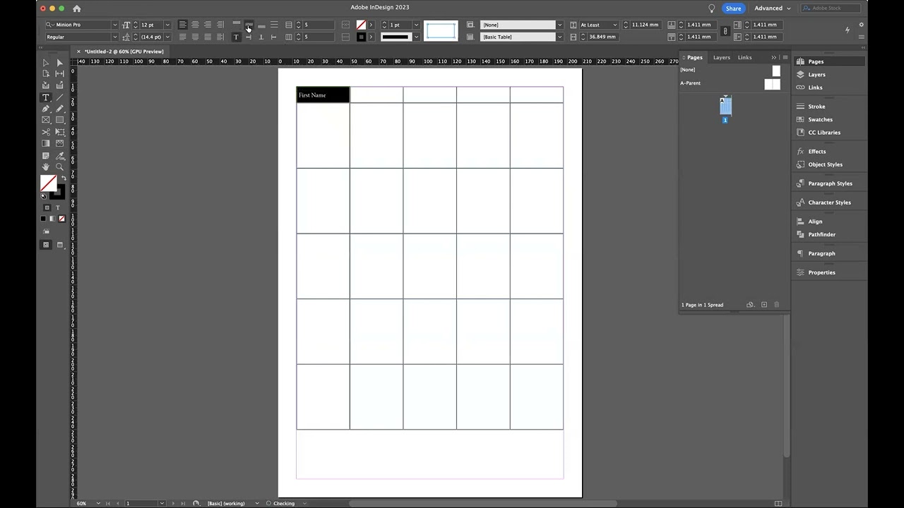 How to create tables - Adobe InDesign