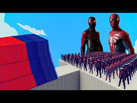 100x SPIDERMAN + MILES MORALES + 2x GIANTs vs EVERY GOD - Totally Accurate Battle Simulator (TABS)