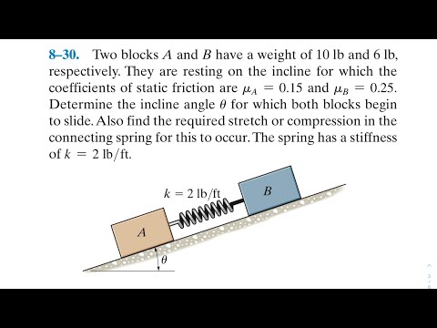 Statics 8.30 - Two block A and B have a weight of 10 lb and 6 lb, respectively.