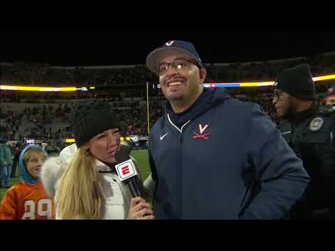 Virginia’s Tony Elliott Post Game after the Cavaliers defeated Virginia Tech