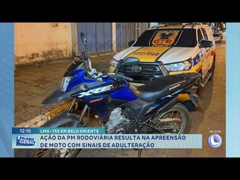 LMG-758 em Belo Oriente: PM Rodoviária apreende moto com sinais de adulteração.