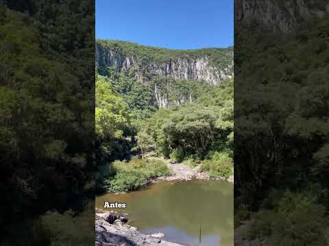 Antes e Depois da enchente no Rio Grande do Sul. Antes de 2024 e Depois de 2026. Enchente 2024.