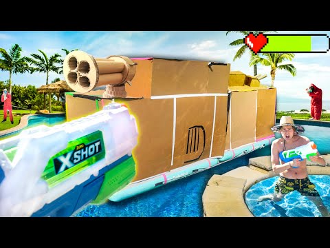 X Shot BATTLESHIP Battle ROYAL! DESTROY THE BOX FORT BATTLESHIP!