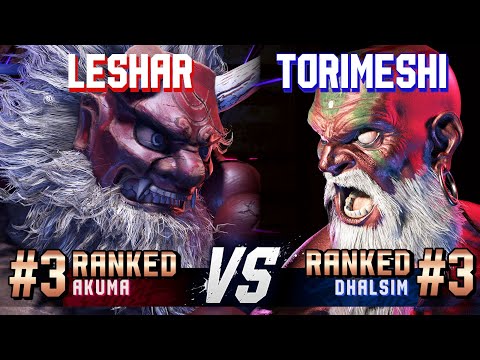 SF6 ▰ LESHAR (#3 Ranked Akuma) vs TORIMESHI (#3 Ranked Dhalsim) ▰ High Level Gameplay