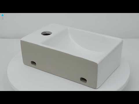 Aloni Keramik Design Handwaschbecken Weiß Hahnloch Rechts 30 x 18,5 x 9,5 cm 431-R video