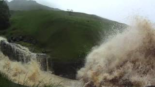 Amazing footage of dovestones reservoir overflow ashway gap in full flood
