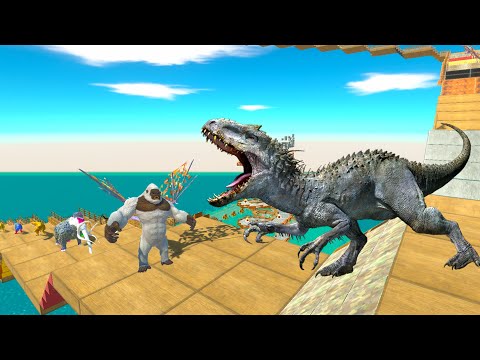 INDORAPTOR SAVE T-REX DEATH FALL - Animal Revolt Battle Simulator