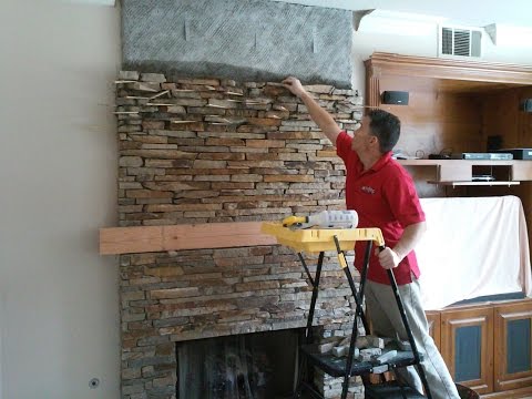 Thin Natural Stone Veneer Installation Fireplace
