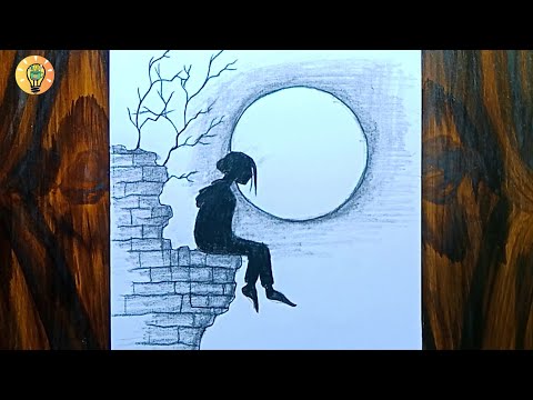 How to Draw a Girl Sitting on a Wall (step by step) || Easy Pencil Sketch Idea for Beginners