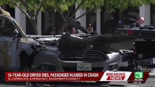 16-year-old driver dies, passenger injured in fiery Sacramento County crash
