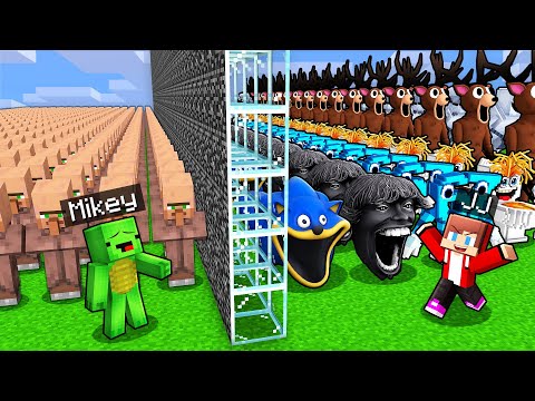 Mikey vs JJ MOB ARMY Battle in Minecraft (Maizen)