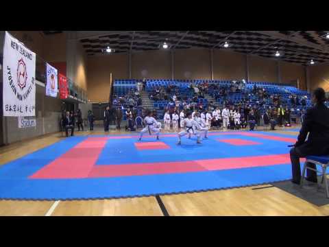 knz nats 12 07 2015 tatami-1 6  9yrs male & female team kata 02 pinan nidan - gekisai dai ichi