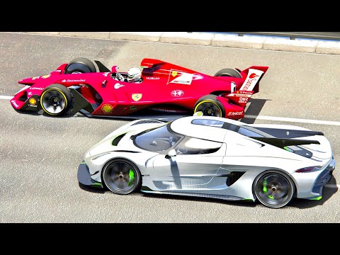 Koenigsegg Jesko Absolut vs Ferrari 2030 Concept - Drag Race 20 KM
