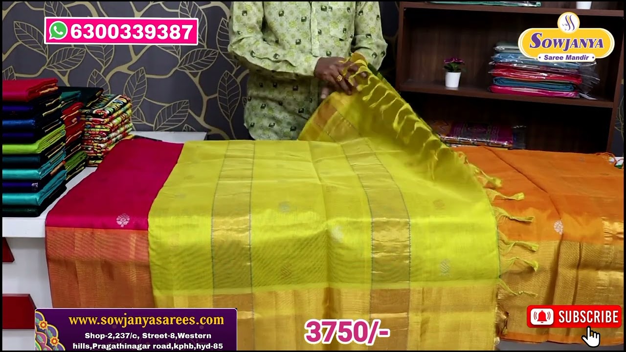 <p style="color: red">Video : </p>Pure Cotton/Pattu Kaddi Border with Butta Handloom sarees|@SowjanyaSareeMandir 2023-02-07