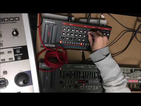 Roland JX-03, SH-01A, MV-8000 & KORG Volca Bass (synth jam 2018 #8)
