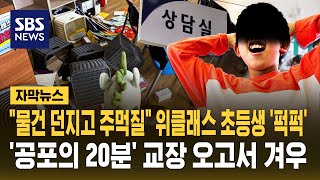 "물건 던지고 주먹질" 위클래스 초등생 '퍽퍽'..'공포의 20분' 교장 오고서 겨우 (자막뉴스) / SBS