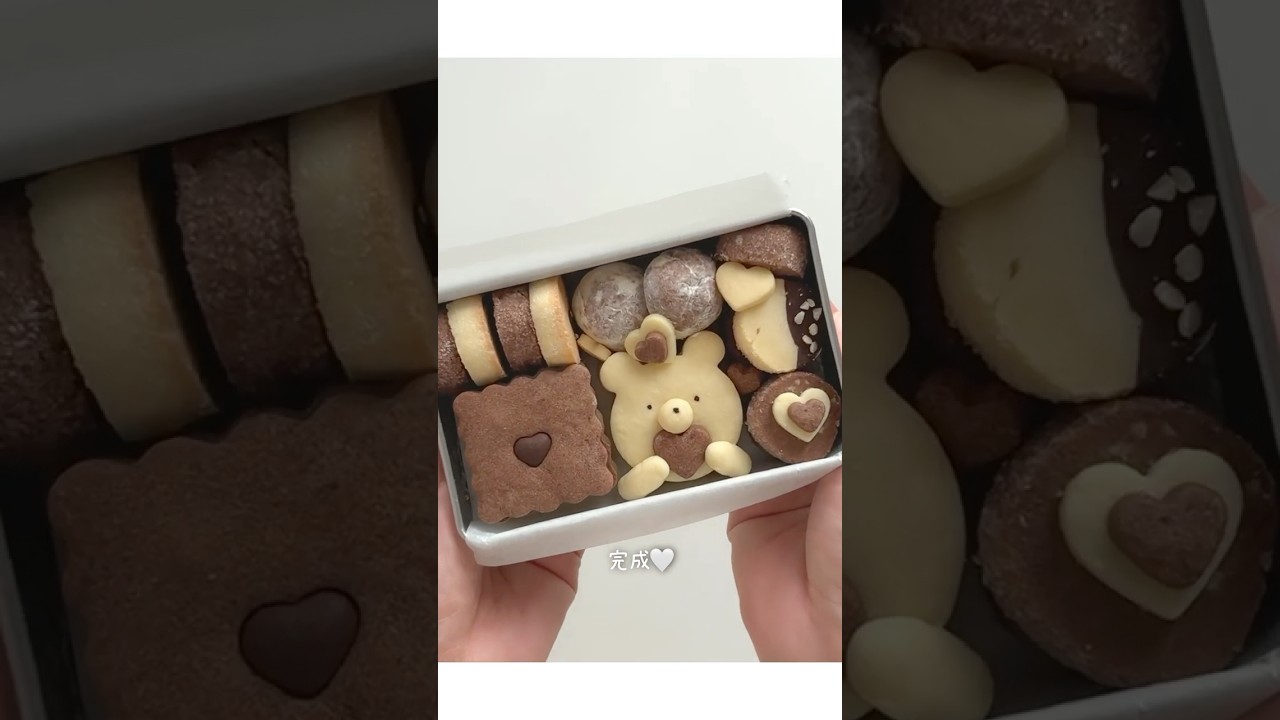 １つの生地からクッキー缶作りました🤍 #クッキー#バレンタイン手作り #バレンタインクッキー缶