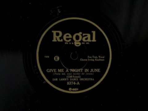 Give Me A Night In June by Sam Lanin's Dance Orchestra, 1927