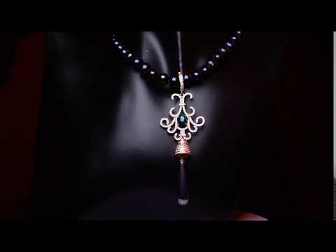 Серебряное ожерелье с натуральным черным Жемчугом Опалом и Cz видео