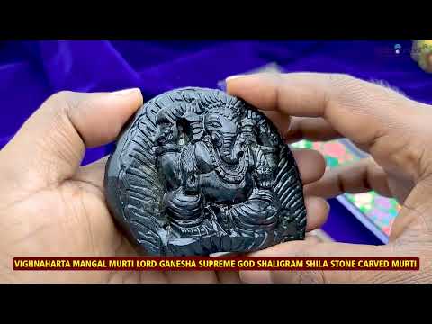 Vighnaharta Mangal Murti Lord Ganesha Supreme God Shaligram Shila Stone Carved Murti video