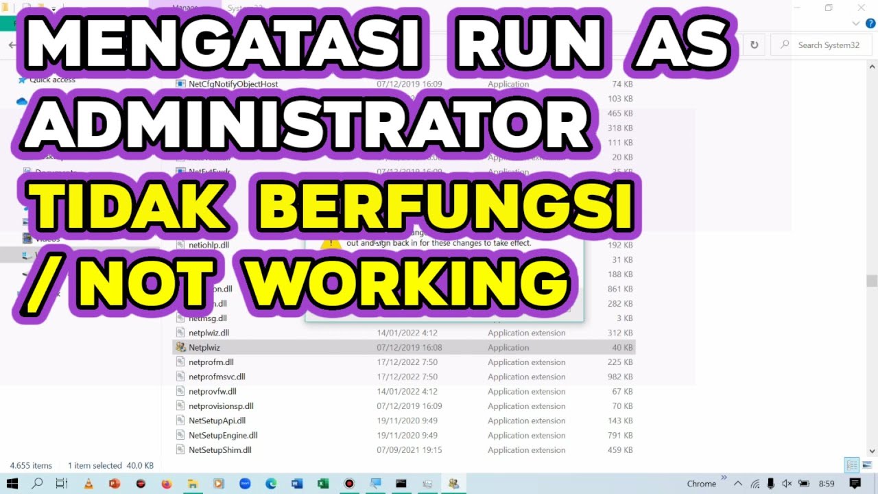 Mengatasi Run As Administrator Yang Tidak Bisa Digunakan/ Tidak Berfungsi/ Not Working