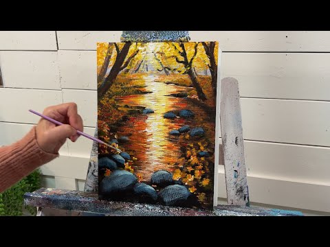 AUTUMN LANDSCAPE 🍂 Acrylic Painting Tutorial 