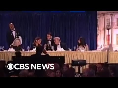 הרגע בו טראמפ פונה מארוחת ערב של כתבי הבית הלבן עקב ירי