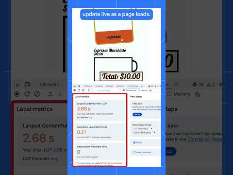 Real-time metrics in the Performance panel