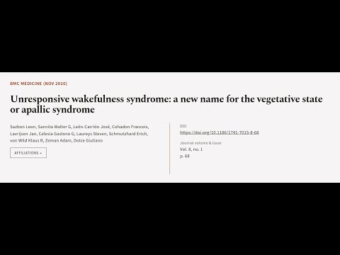 Unresponsive wakefulness syndrome: a new name for the vegetative state or apallic syn... | RTCL.TV