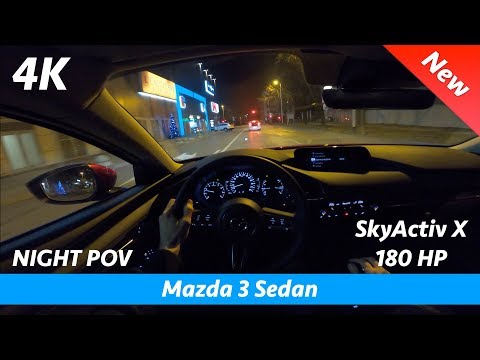 Mazda 3 Sedan 2020 - Night POV test drive in 4K | SkyActiv X 180 HP Acceleration 0 - 100 km/h