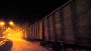 preview picture of video 'A freight train and Intercity train in Imatra railway station on 10th February in 2012'