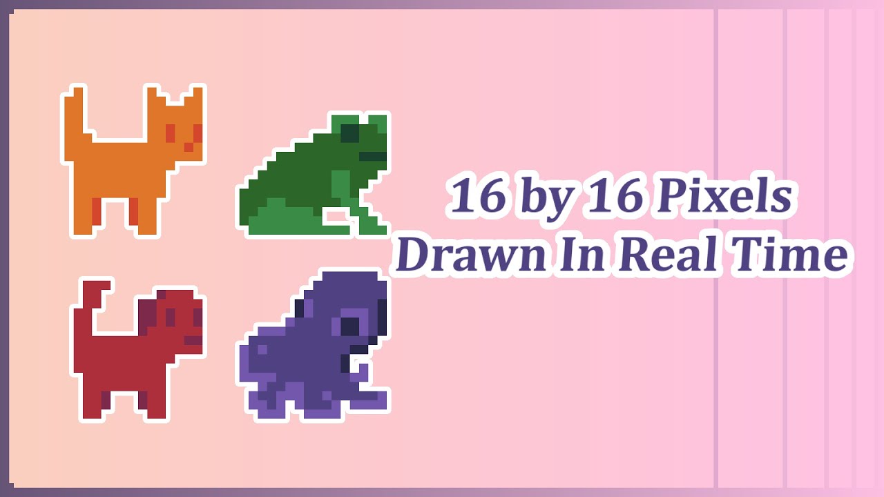How I Made 16x16 Animals In Digital Pixel Art - Dog, Cat, Frog and Octopus! #pixelart #artprocess