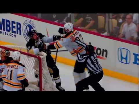 Sidney Crosby vs Zdeno Chara  - Hard Looks and Verbal Threats - June 1 2013 HD Game 1