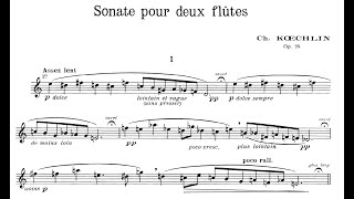 Charles Koechlin - Sonata Op. 75 for two flutes (with score)