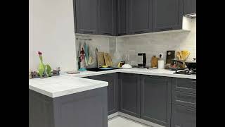 Неоклассическая угловая серая кухня Проект 38 фото 8