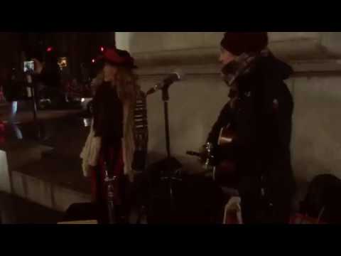 Heidi Joubert and Giulia busking on Guitar and Cajon Live Music