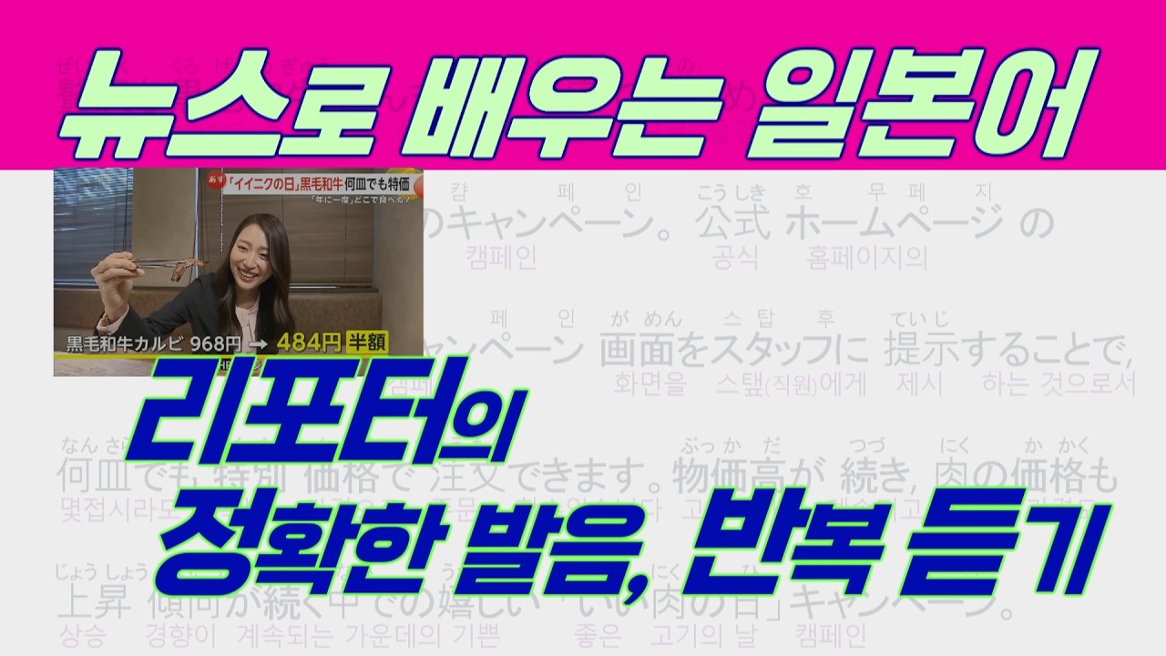 뉴스로 배우는 일본어, 뉴스 리포터의 정확한 발음 엄청 반복듣기, 年に一度のいい肉の日