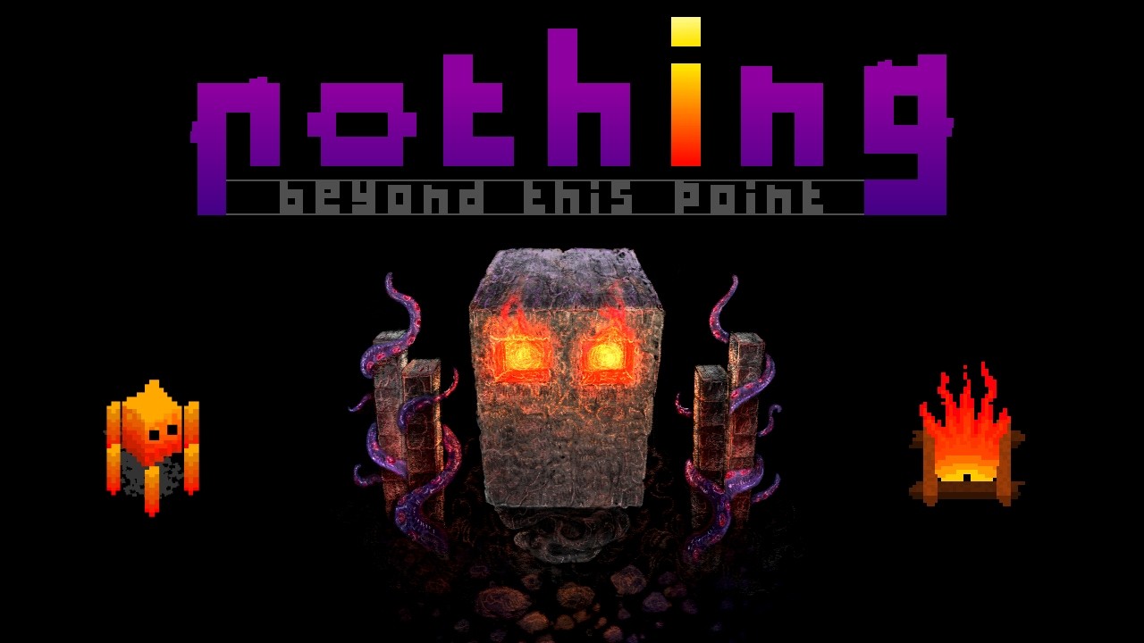 Nothing Beyond This Point gameplay showing a fire entity in a dark void