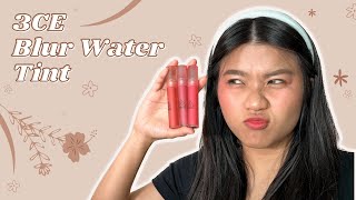 3CE Blur Water Tint | Swatches and Comparisons for Chasing Rose, More Peach and First Letter