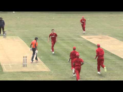 Henriksen gets first wicket of the day Netherlands v Denmark Pepsi ICC Europe U19 Div 2