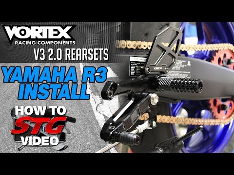 Vortex V3 2.0 Adjustable Rearsets Install On A 15-17 Yamaha R3 | Sportbiketrackgear.com