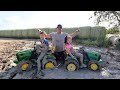 Playing in the mud and getting stuck with kids tractors and real tractors | Tractors for kids