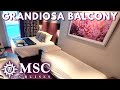 MSC Grandiosa Balcony Cabin Stateroom Tour 14084 MSC Cruises
