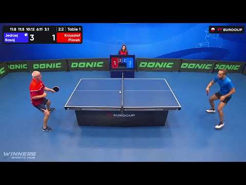 13:15 Jedrzej Basaj 3 : 2  Krzysztof Placek 02.09.2023 | TT Euro.Cup Poland Master.