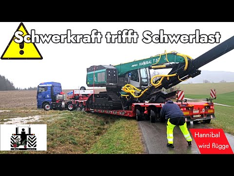 Harvester Hannibal T50 Impex fährt in den bayerischen Wald; Schwertransport auf Forstwegen #riccic